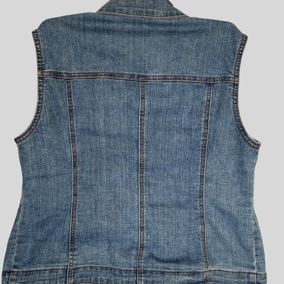 Charter Club  Size PP Vest Jacket Denim Sleeveless Button Front & Flap Pockets - Picture 8 of 9